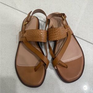 Cole Haan Brown Textured Strap Sandals